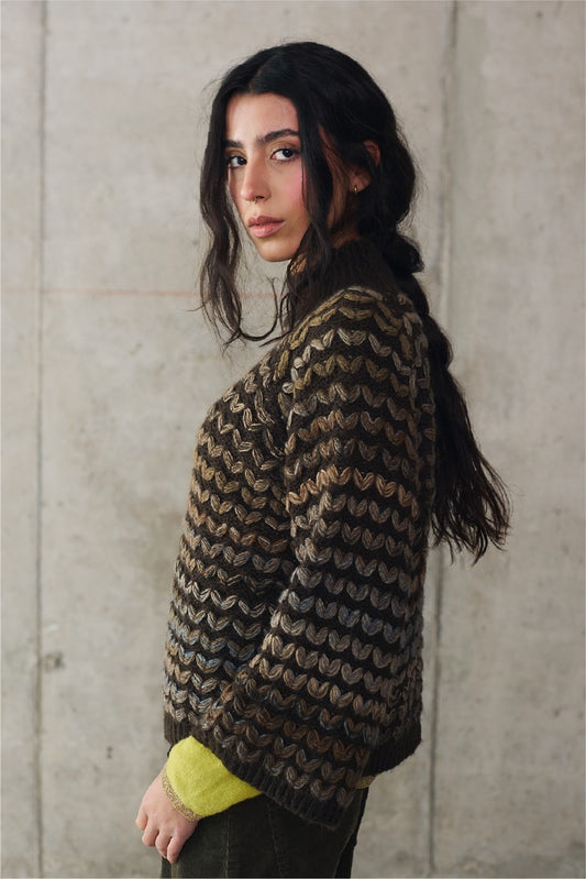 Sweater Blend Lana Novara Café Vista Lateral
