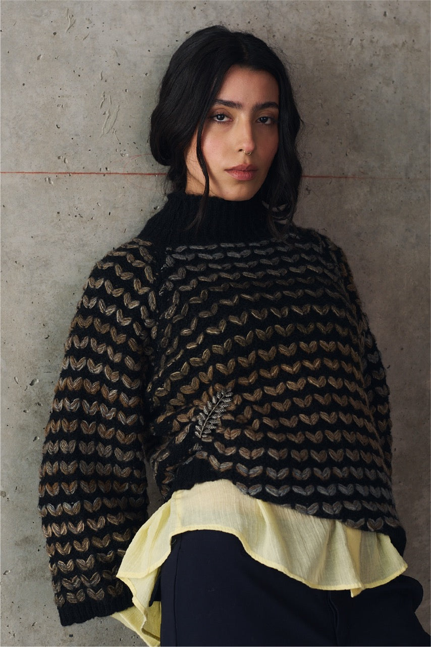 Sweater Blend Lana Novara Negro Vista Frontal