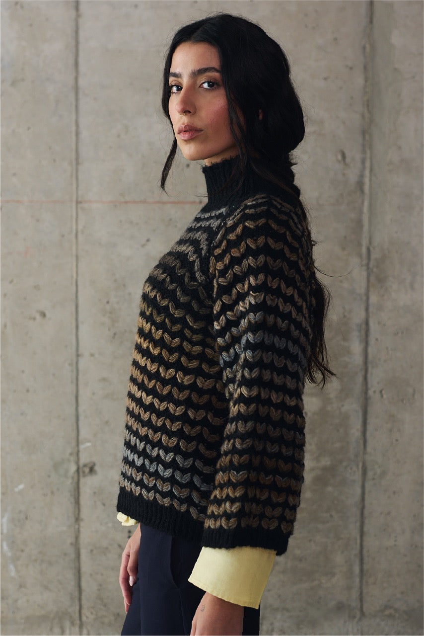 Sweater Blend Lana Novara Negro Vista Lateral