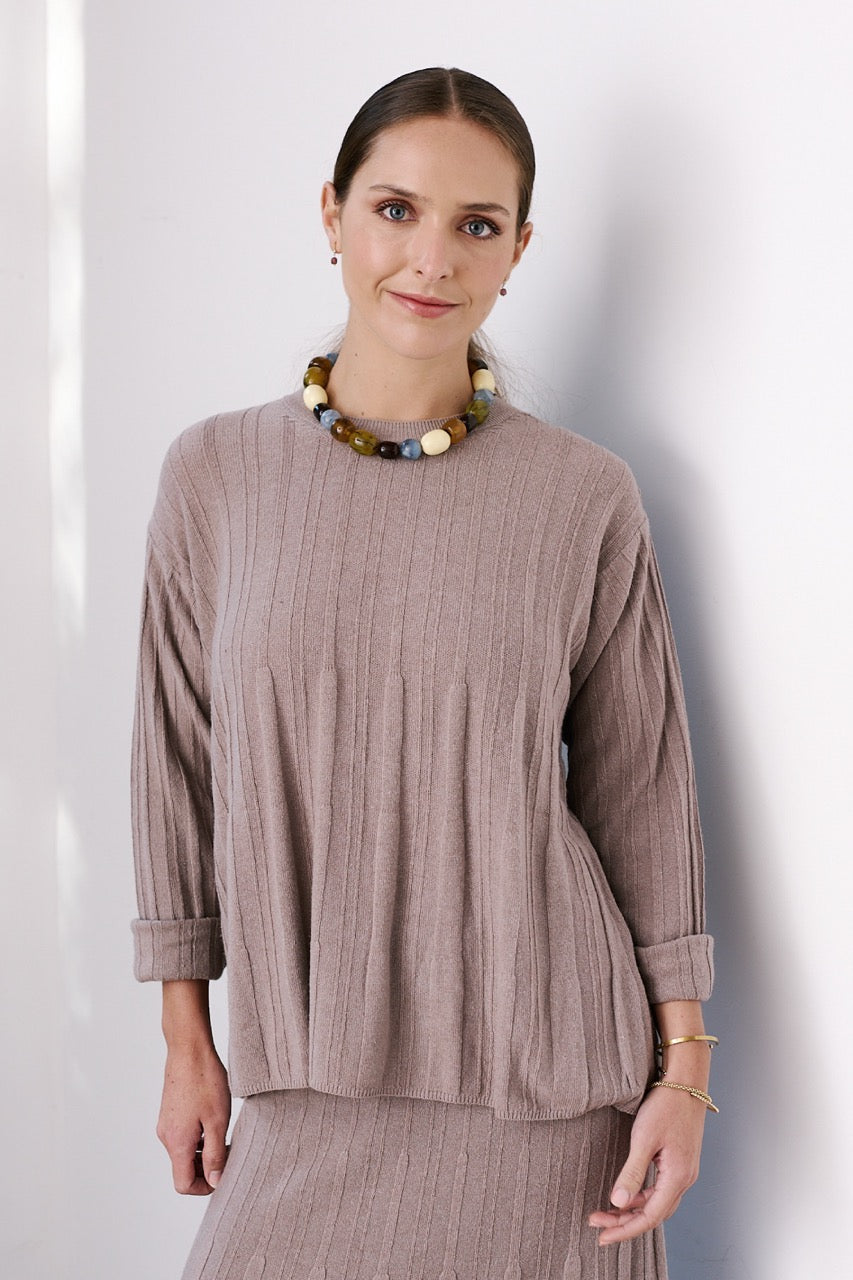 Sweater Lana y Cashmere Runa Beige Vista Frontal