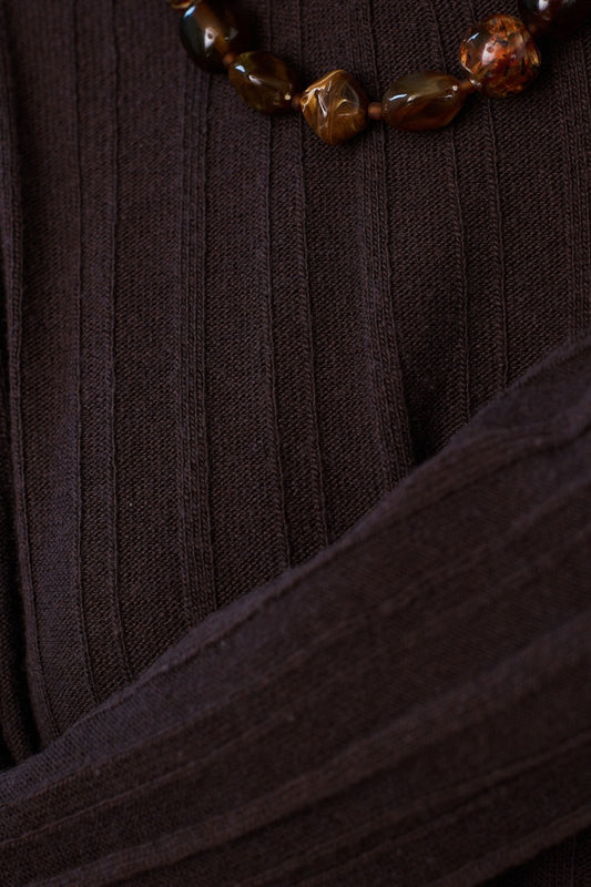 Sweater Lana y Cashmere Runa Café Detalle