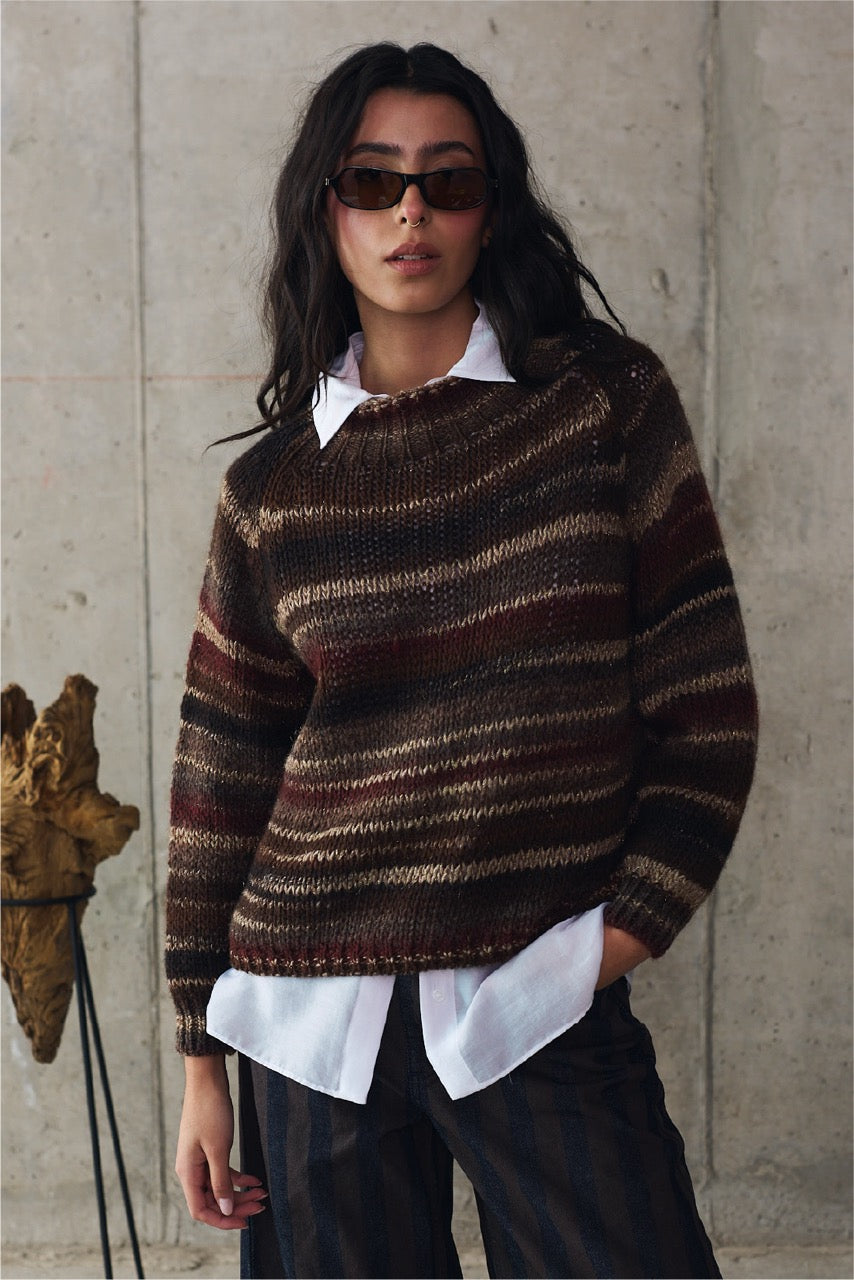 Sweater Blend Lana Varese Café Vista Frontal