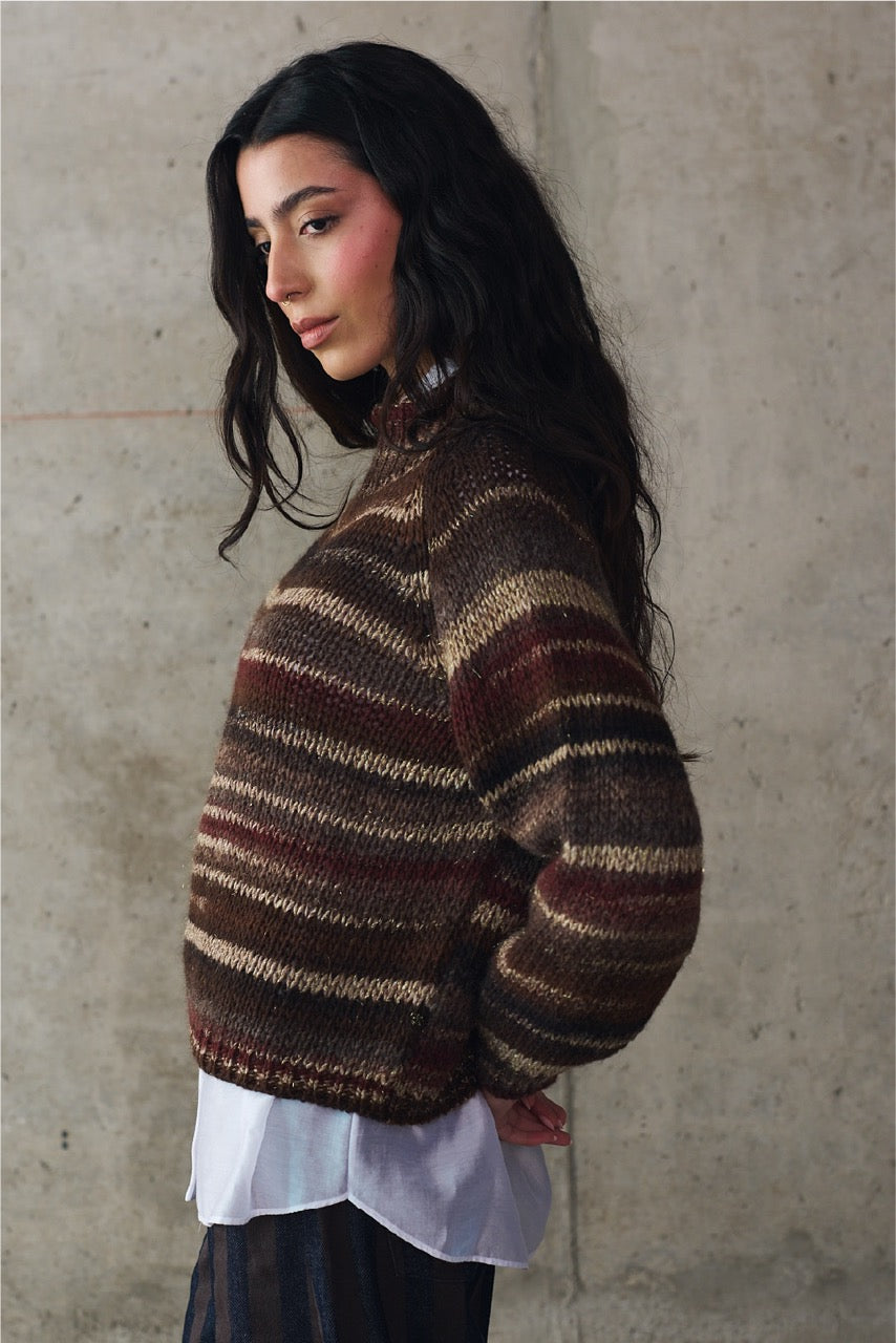 Sweater Blend Lana Varese Café Vista Lateral