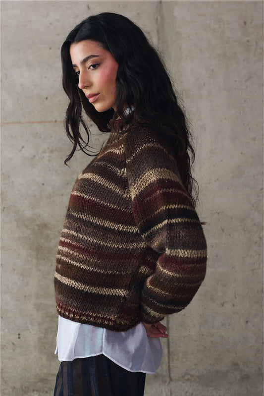 Sweater Blend Lana Varese Café Vista Lateral