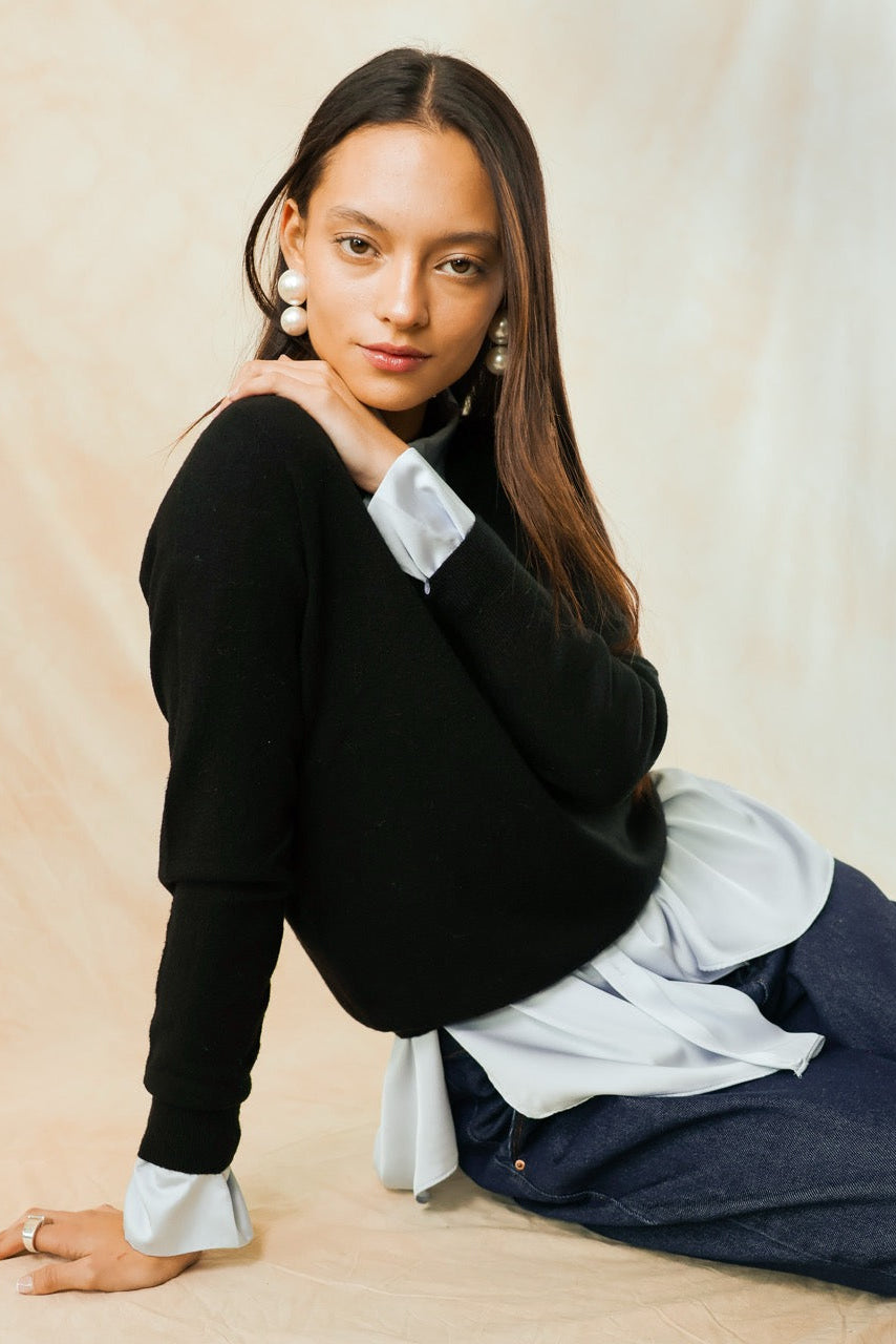 Sweater Lana Vilma Negro Vista Lateral