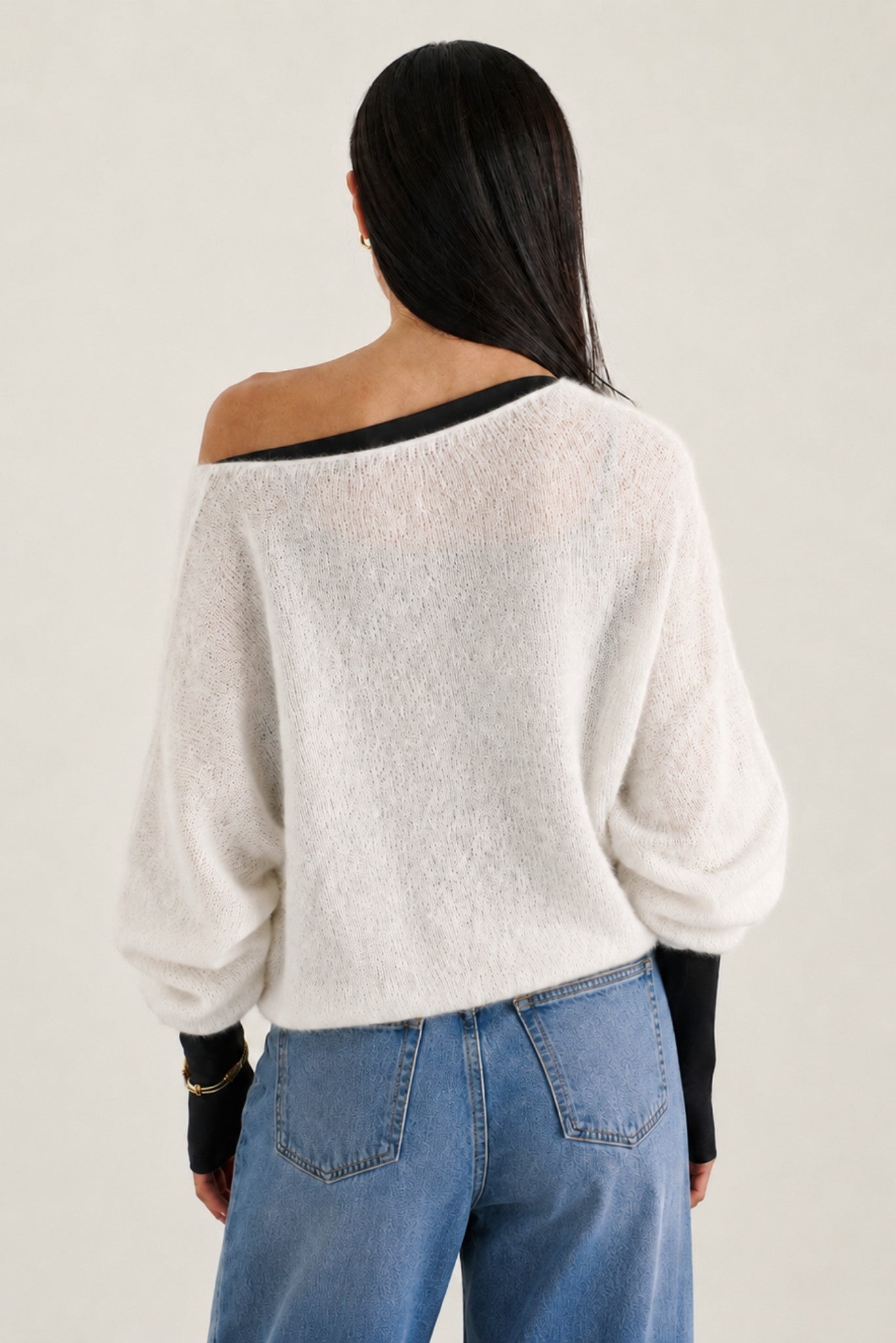 Sweater Mohair Yrsa Blanco Vista Posterior