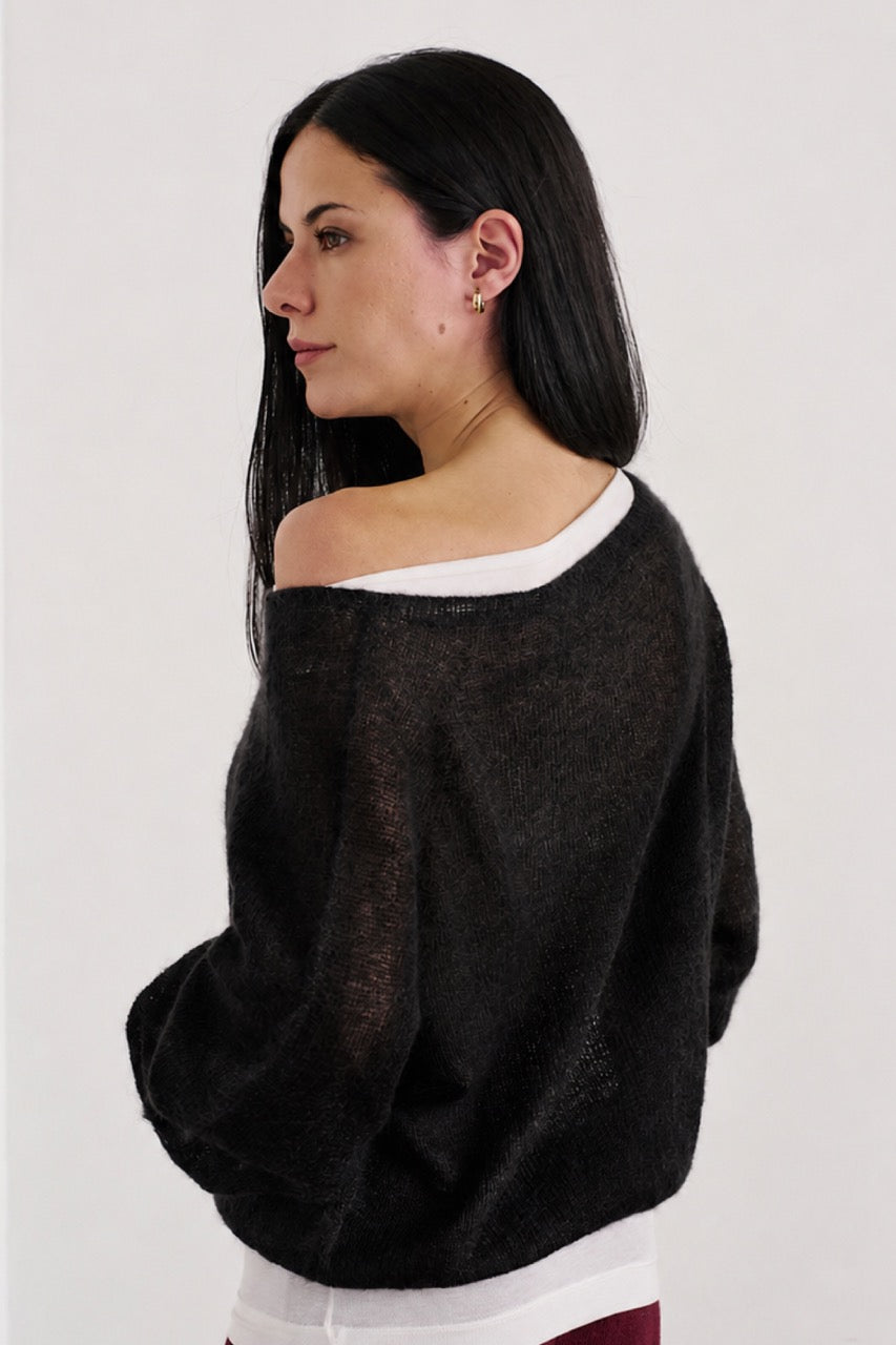 Sweater Mohair Yrsa Negro Vista Posterior