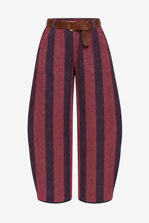 JH Pantalón Cinturón Burdeo/Azul