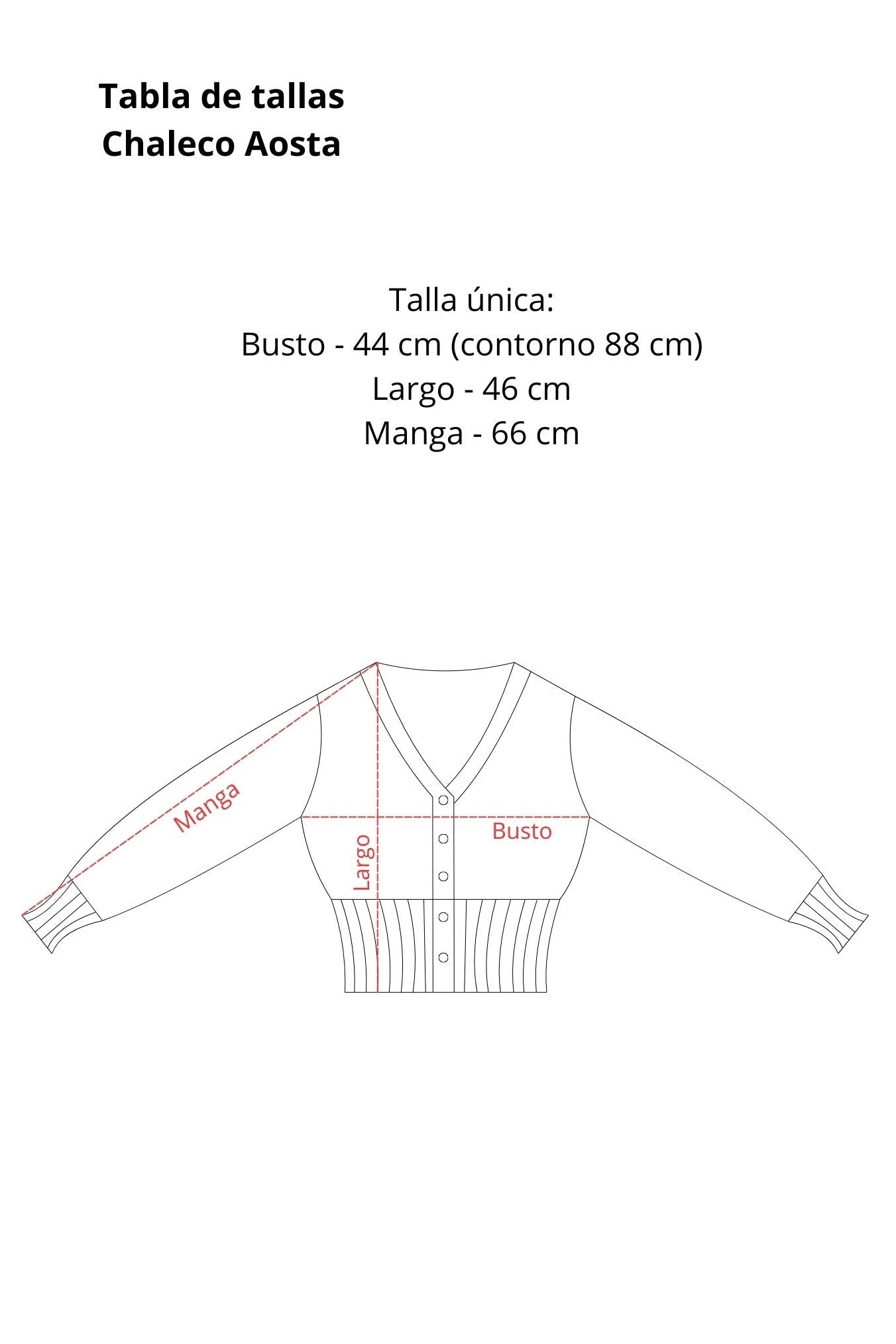 Tabla de tallas Chaleco Aosta