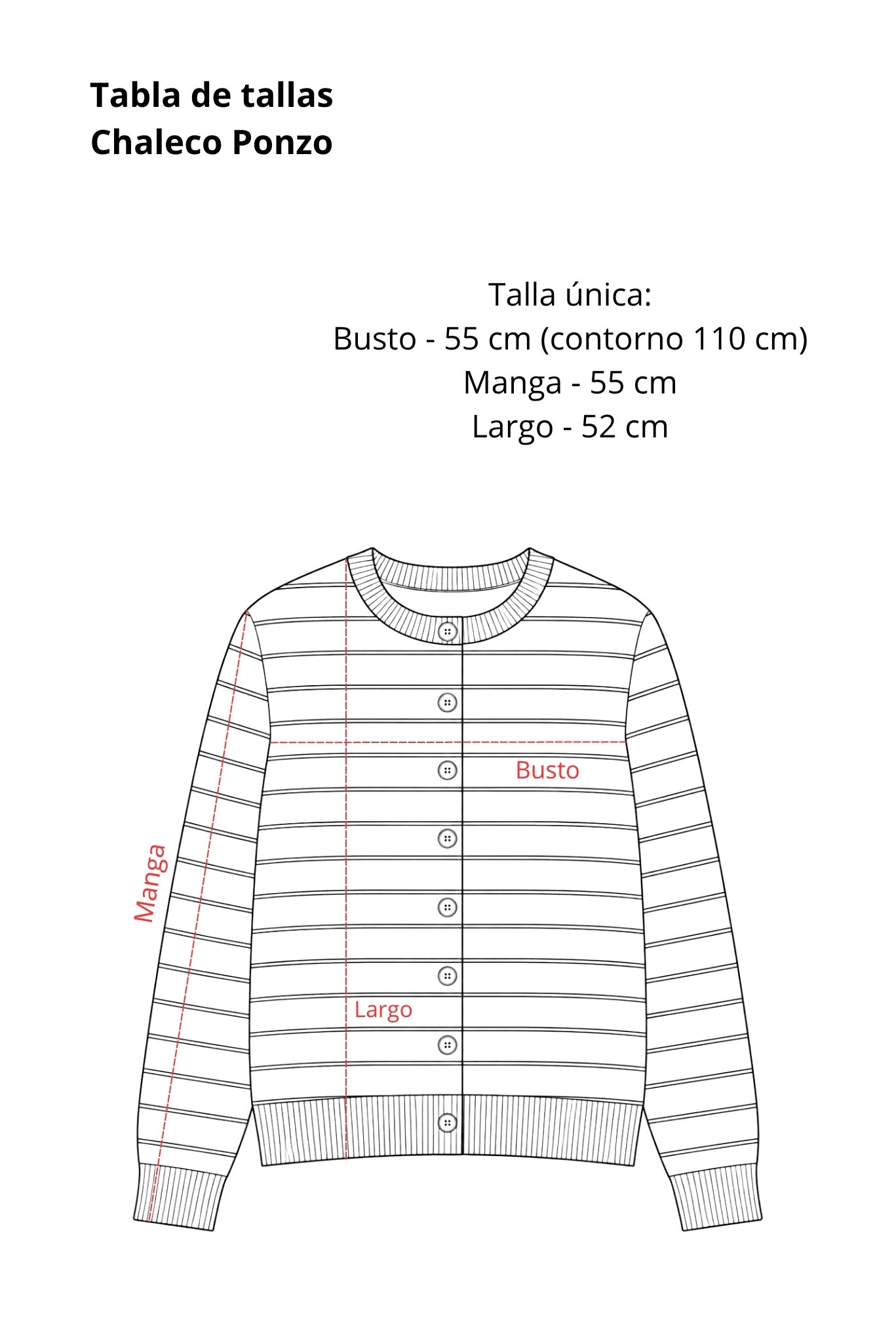Tabla de tallas Chaleco Ponzo