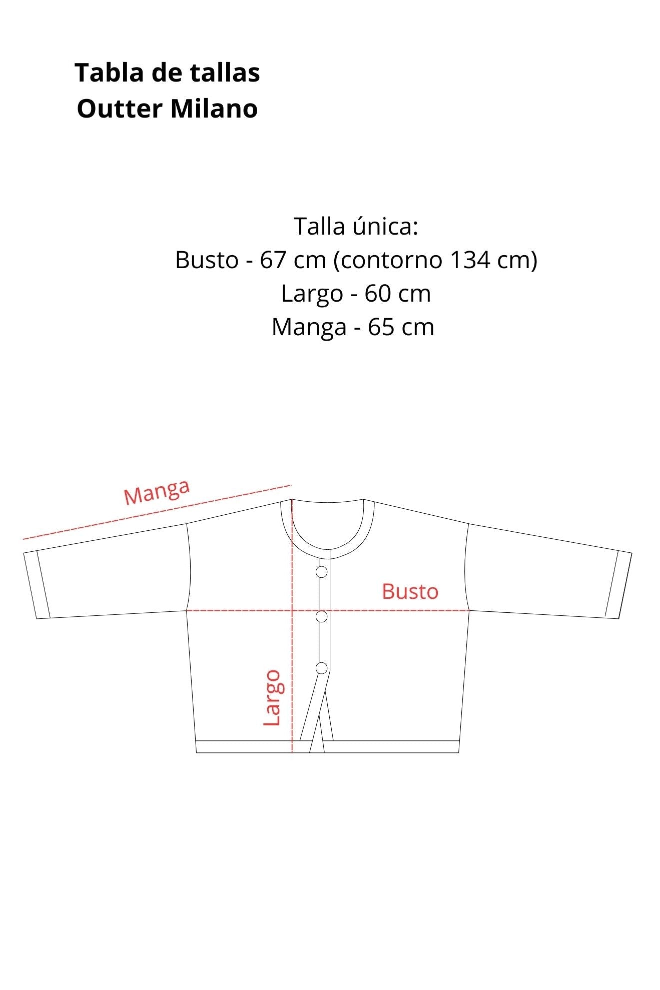 Tabla de tallas Outter Milano