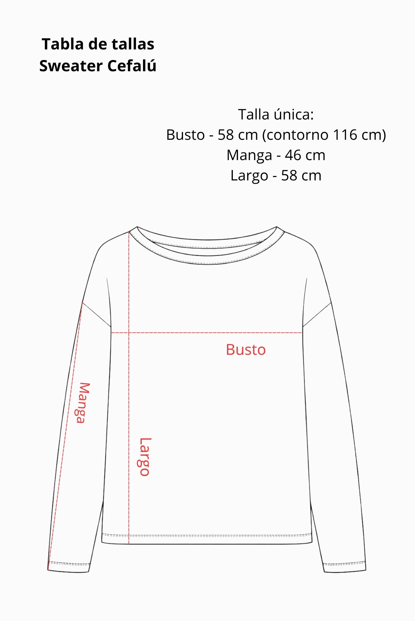 Tabla de tallas Sweater Cefalú
