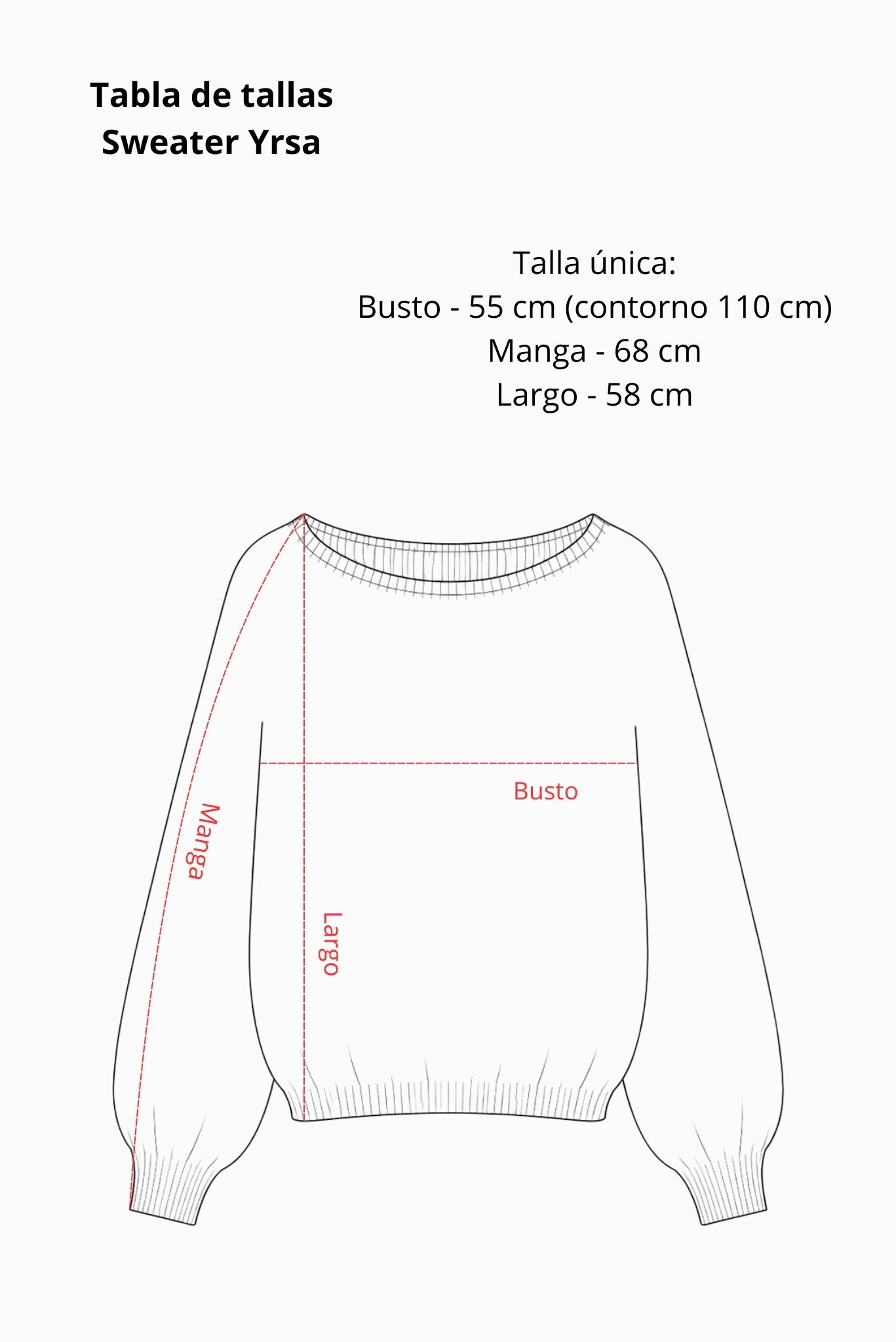 Tabla de tallas Sweater Yrsa