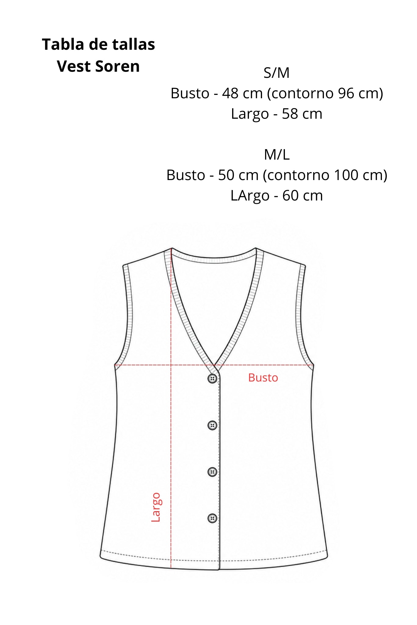 Tabla de tallas Vest Soren
