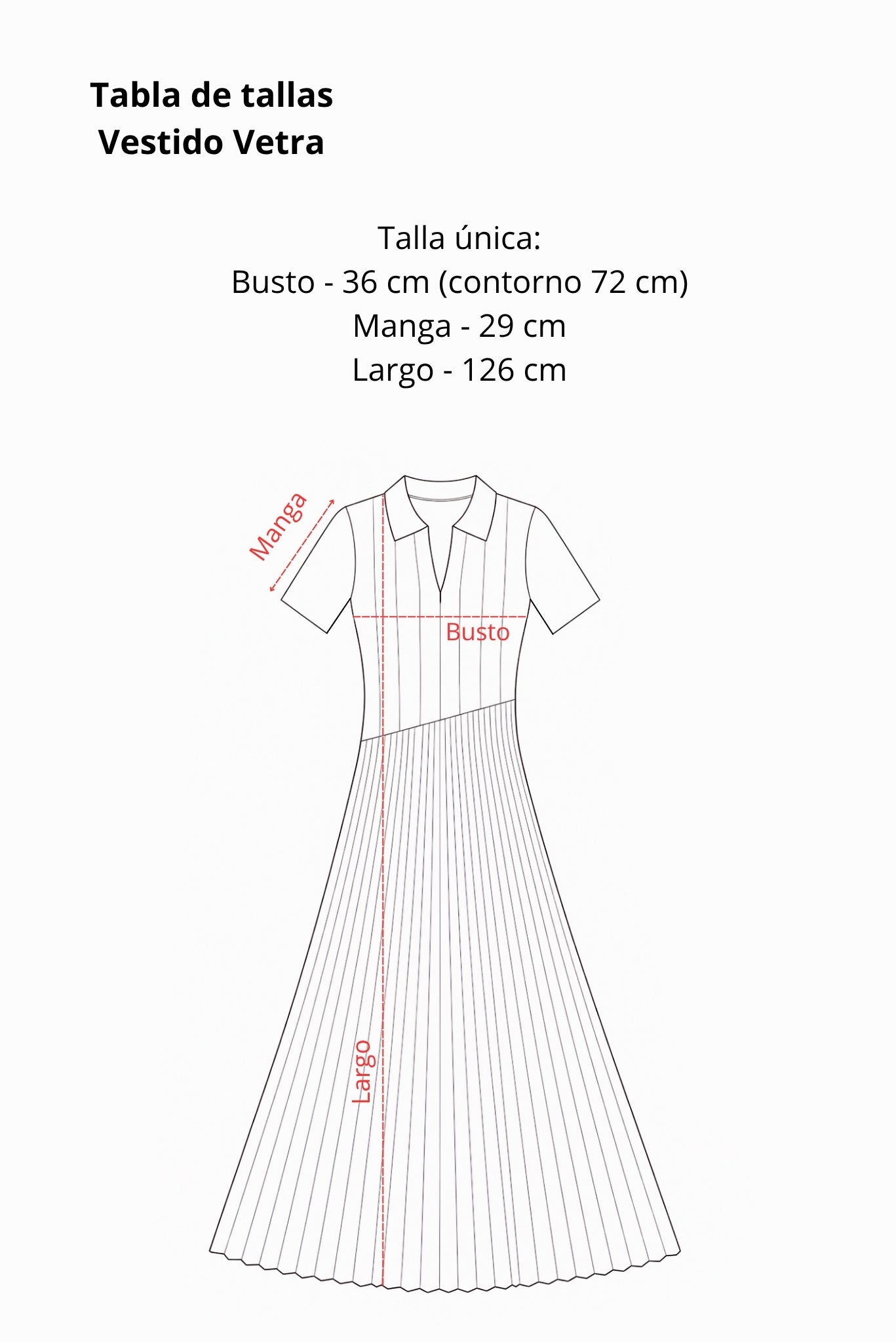 Tabla de tallas Vestido Vetra