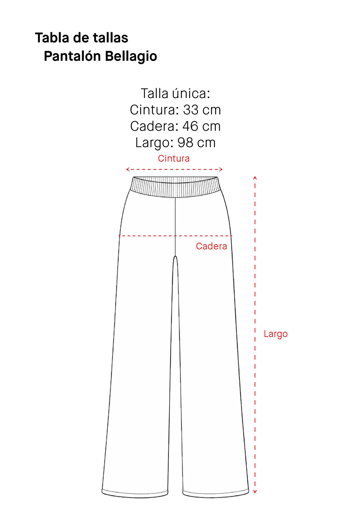 Tabla de tallas Bellagio Pants