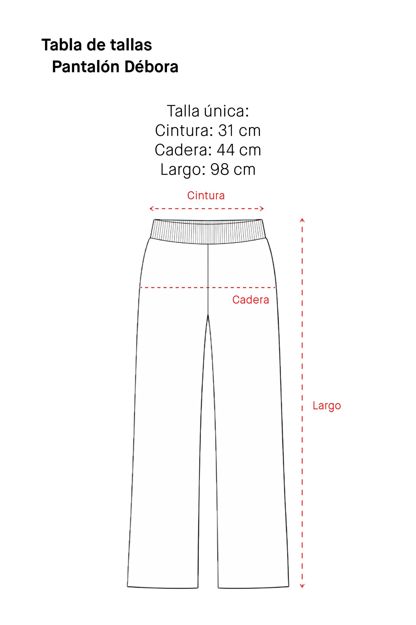 Tabla de tallas Pantalón Debora