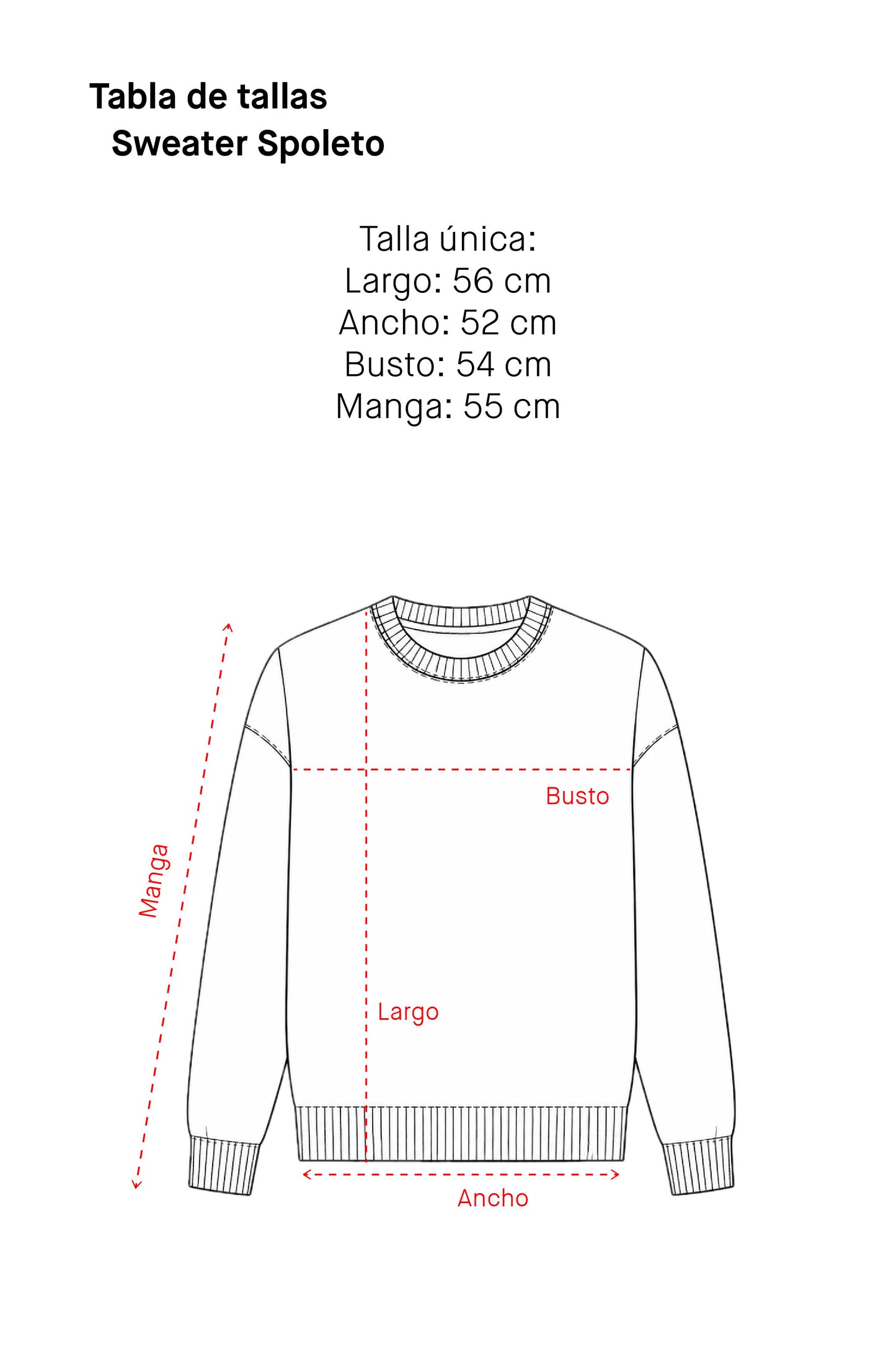 Tabla de tallas Sweater Spoleto