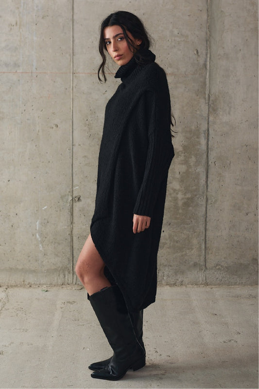 Tapado Blend Lana Tropea Negro Vista Lateral