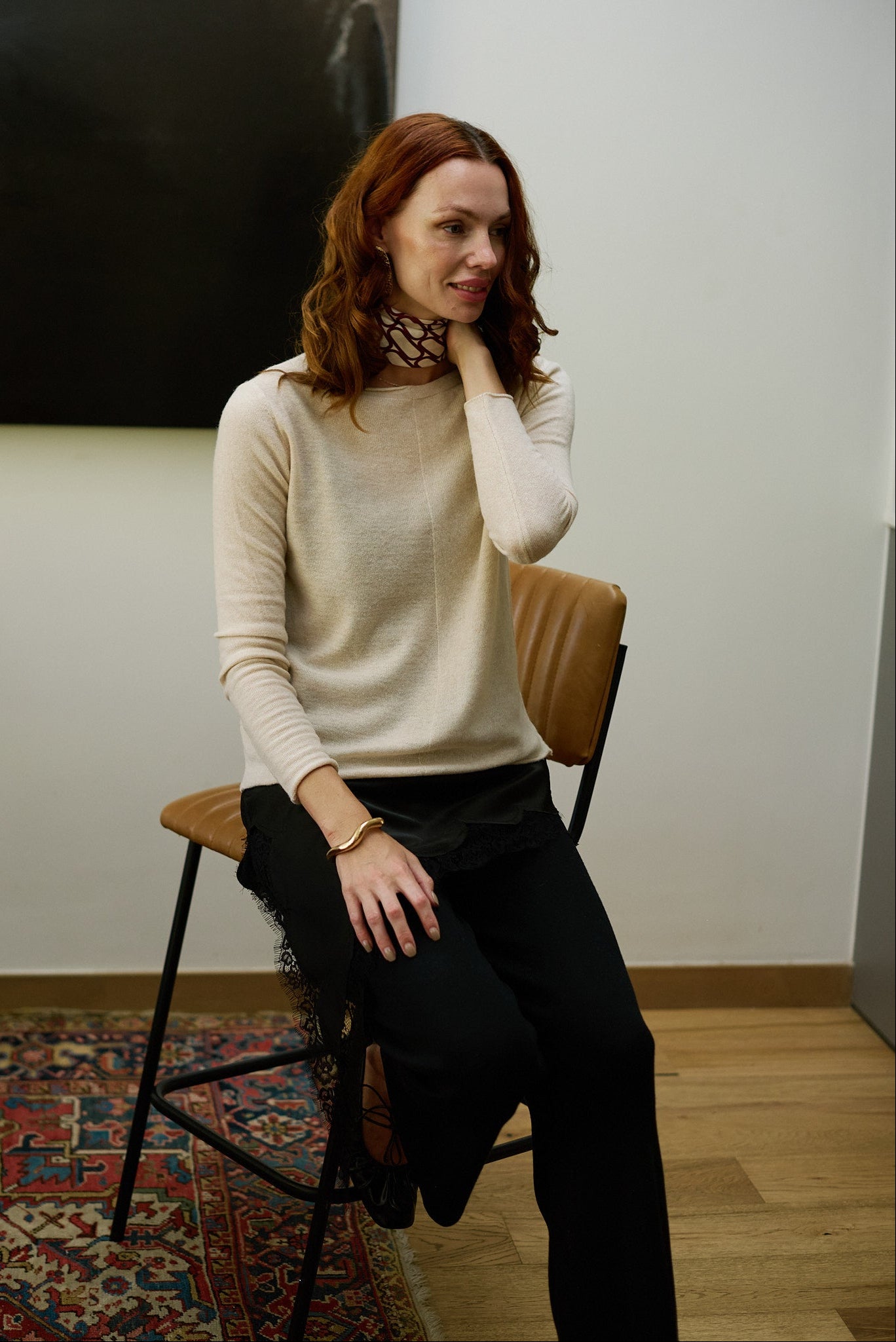 Sweater Lana y Cashmere Torino Crudo Vista Lateral