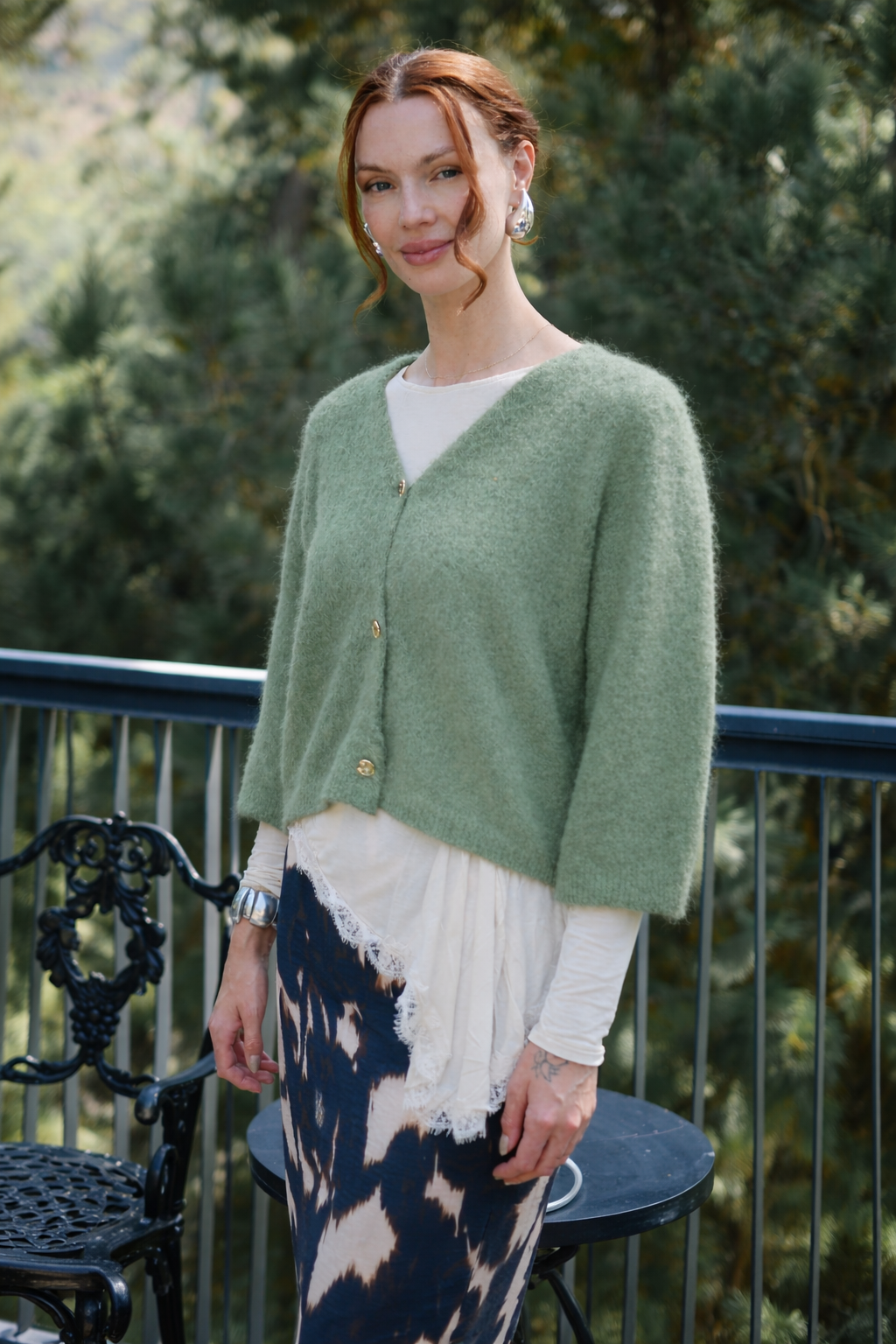 Chaleco Mohair Udine Verde Menta Vista Frontal