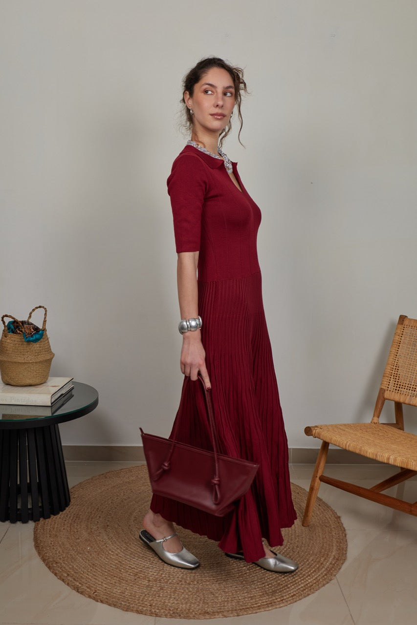 Vestido Viscosa Vetra Burdeo