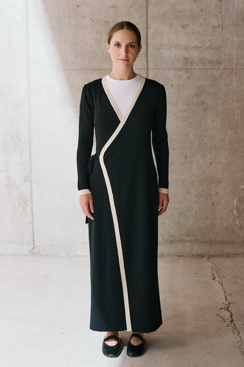 Vestido Viscosa Aila Negro Vista Frontal
