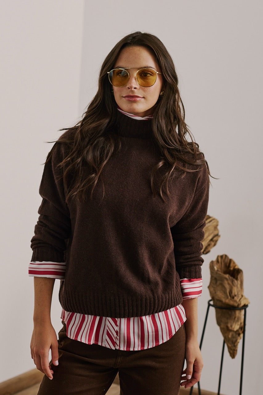 Sweater Lana Vicenza Café Vista Frontal