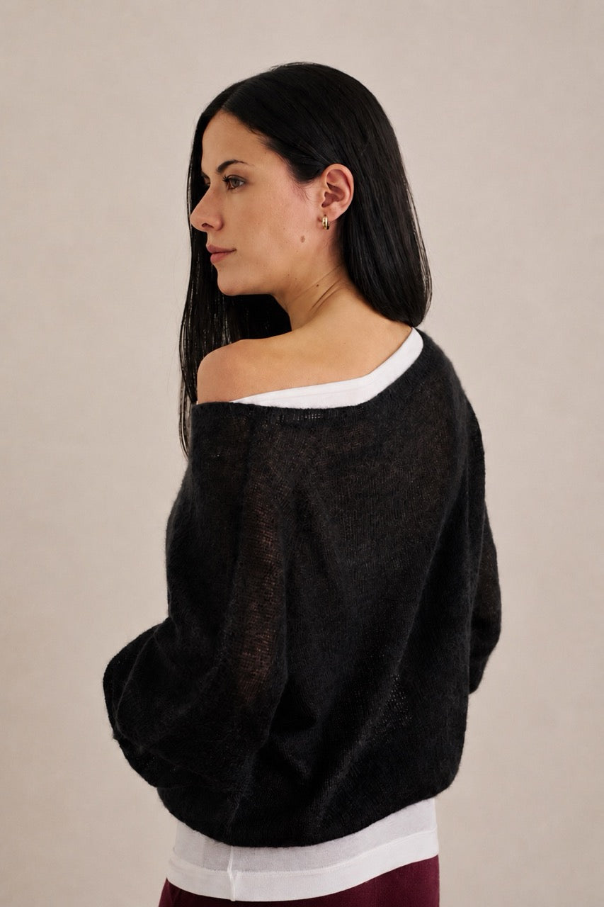 Sweater Mohair Yrsa Negro
