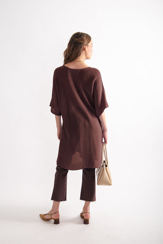 Vestido Lino y Algodón Benita Chocolate