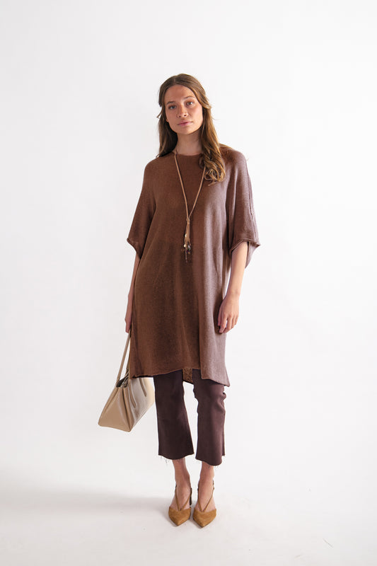 Vestido Lino y Algodón Benita Chocolate