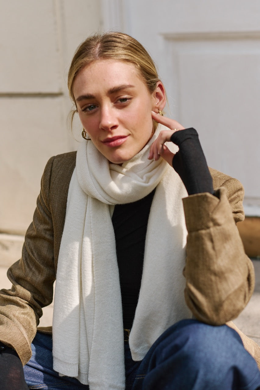 Bufanda Lana y Cashmere Bari Blanco