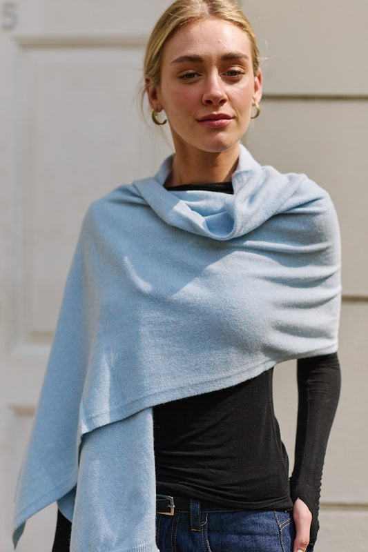 Bufanda Lana y Cashmere Firenze Celeste