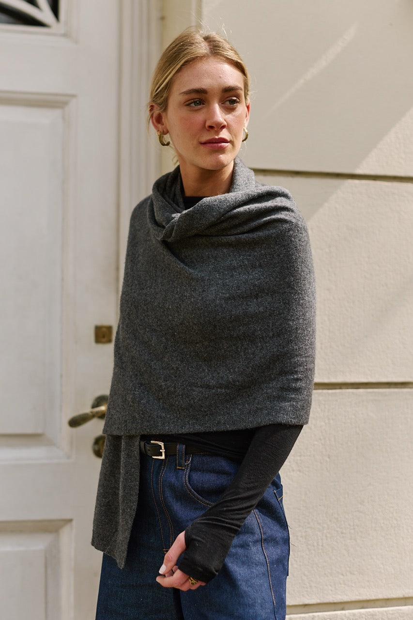 Bufanda Lana y Cashmere Bari Gris Oscuro