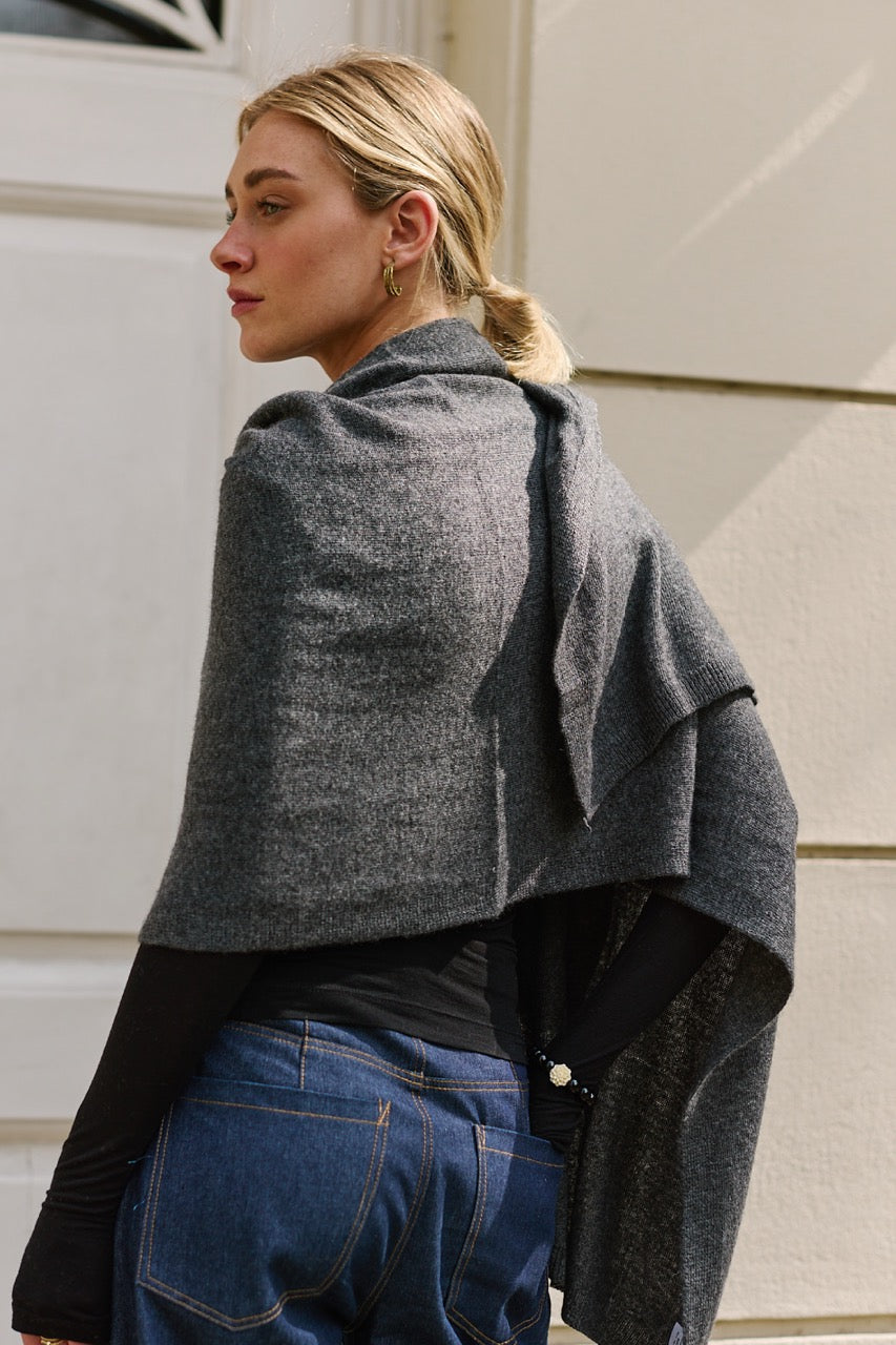 Bufanda Lana y Cashmere Bari Gris Oscuro