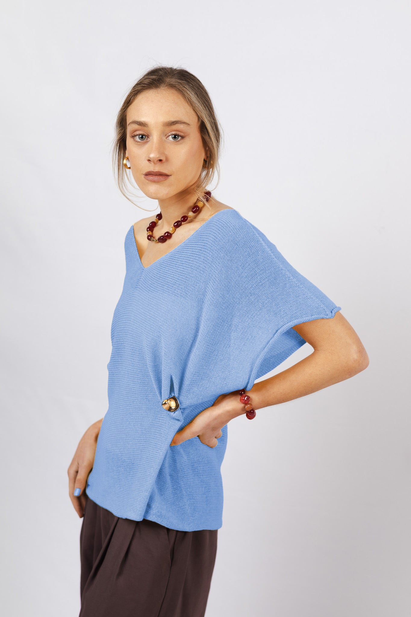 Top Lino y Algodón Estela Indigo
