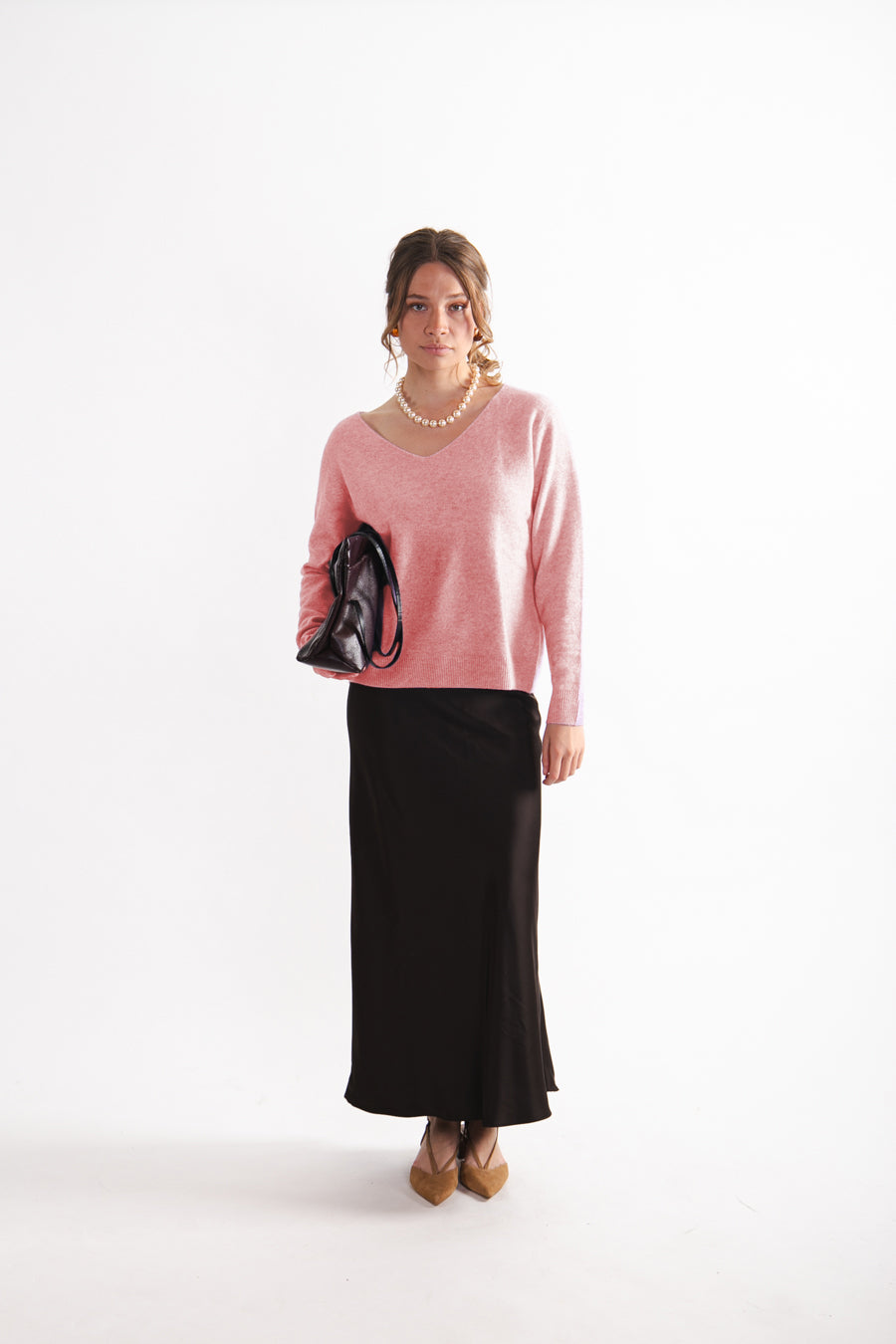 Sweater en V Lana Gala Rosado