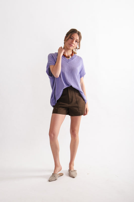 Sweater sin manga Algodón y Lino Mónica Lila