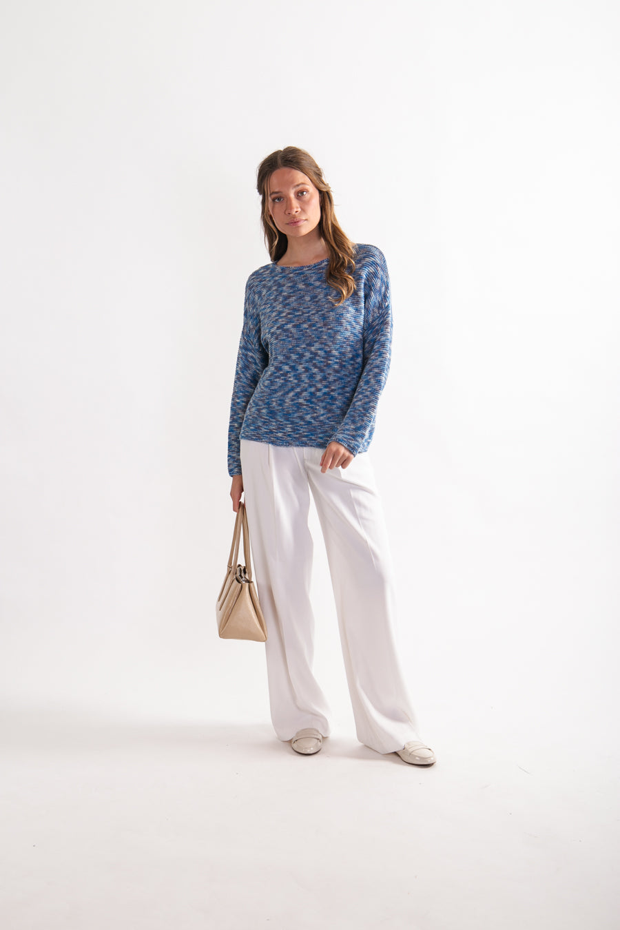 Sweater jaspeado Algodón y Lino Ivette Indigo