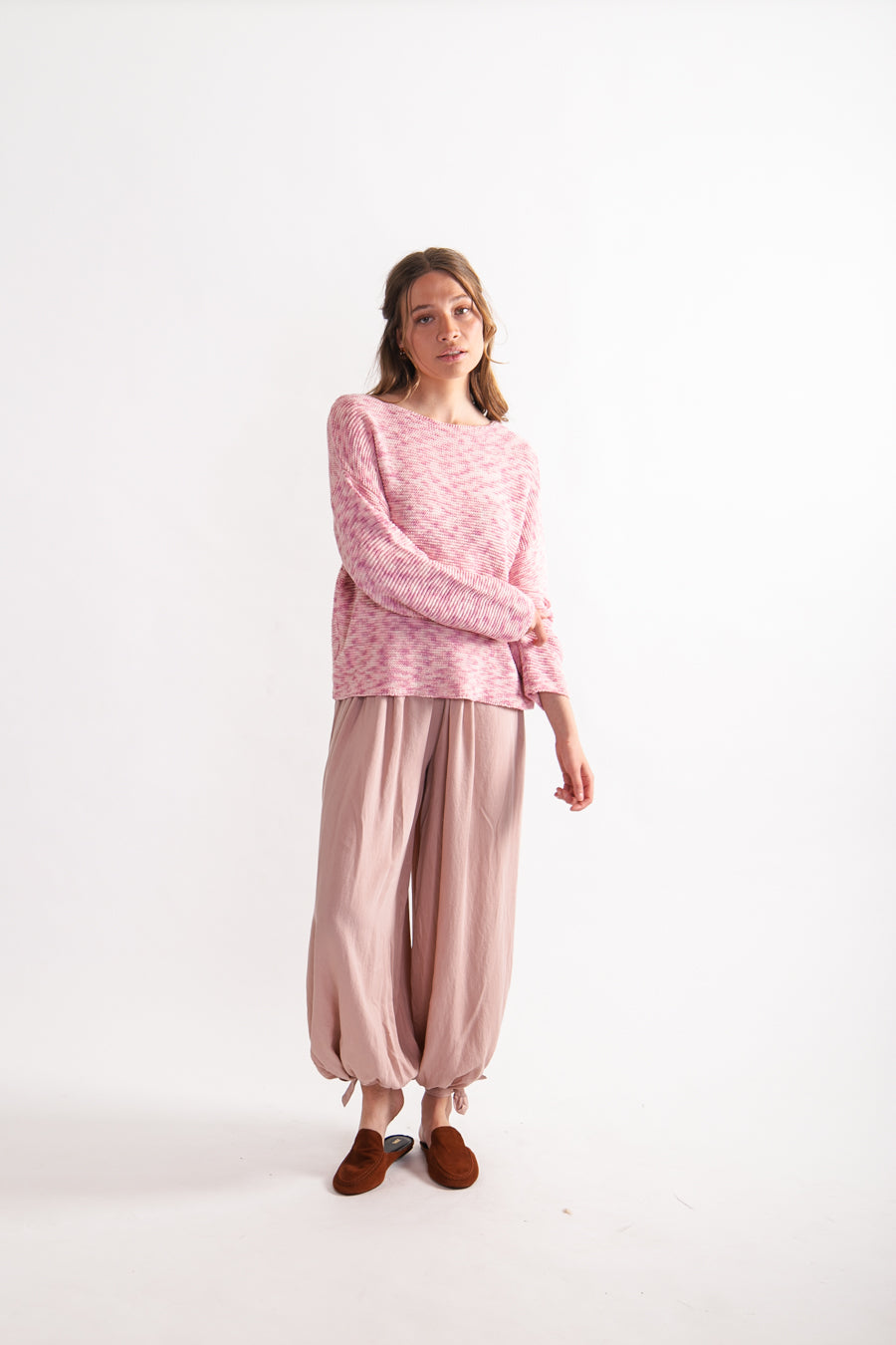 Sweater jaspeado Algodón y Lino Ivette Rosado