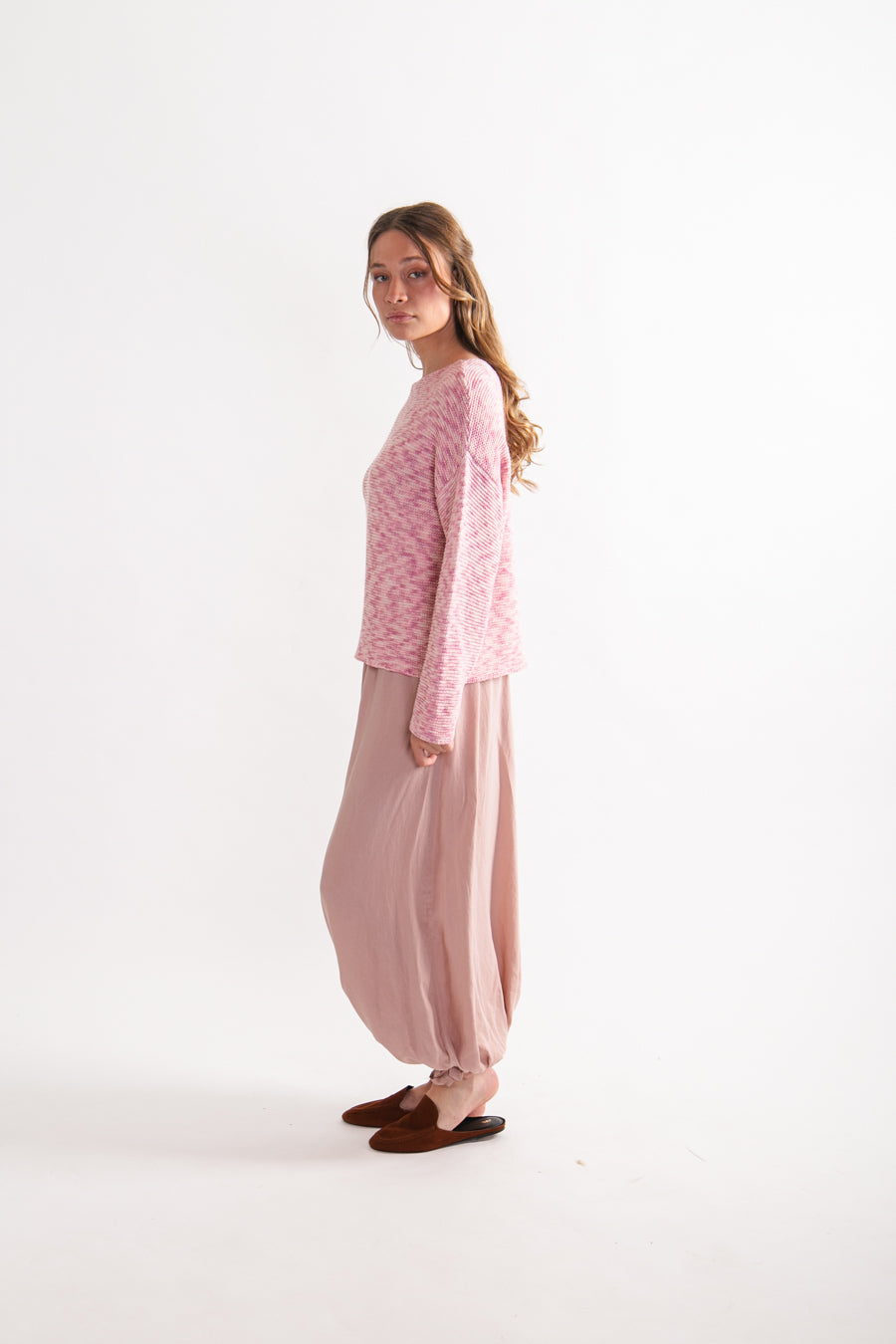 Sweater jaspeado Algodón y Lino Ivette Rosado