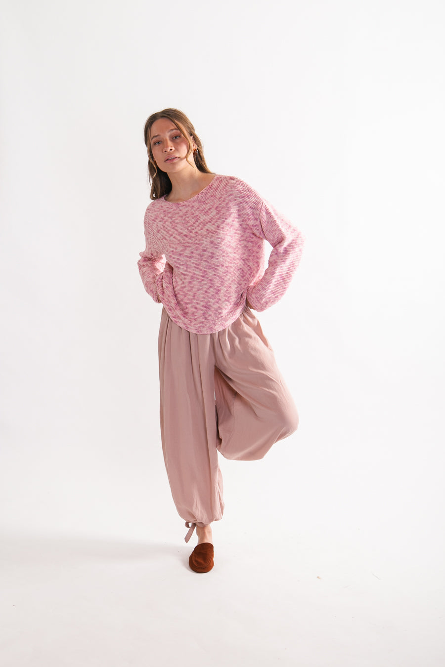 Sweater jaspeado Algodón y Lino Ivette Rosado