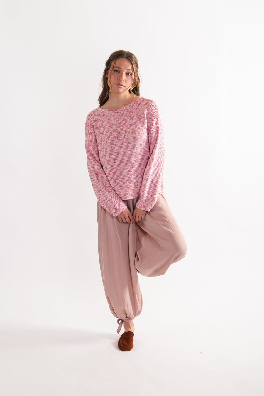 Sweater jaspeado Algodón y Lino Ivette Rosado