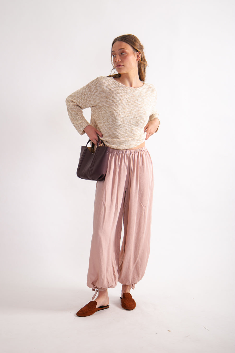 Sweater jaspeado Algodón y Lino Ivette Beige