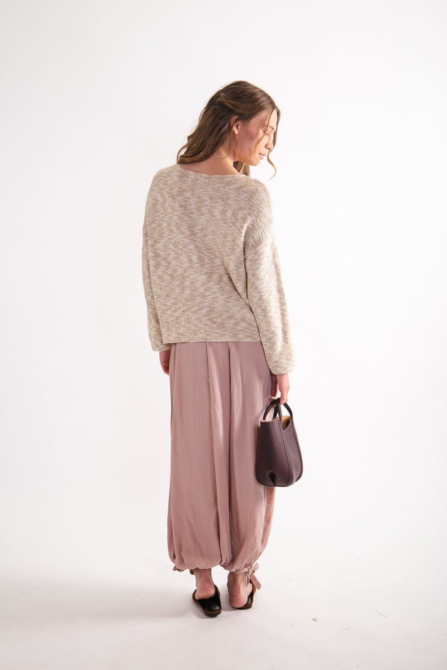 Sweater jaspeado Algodón y Lino Ivette Beige