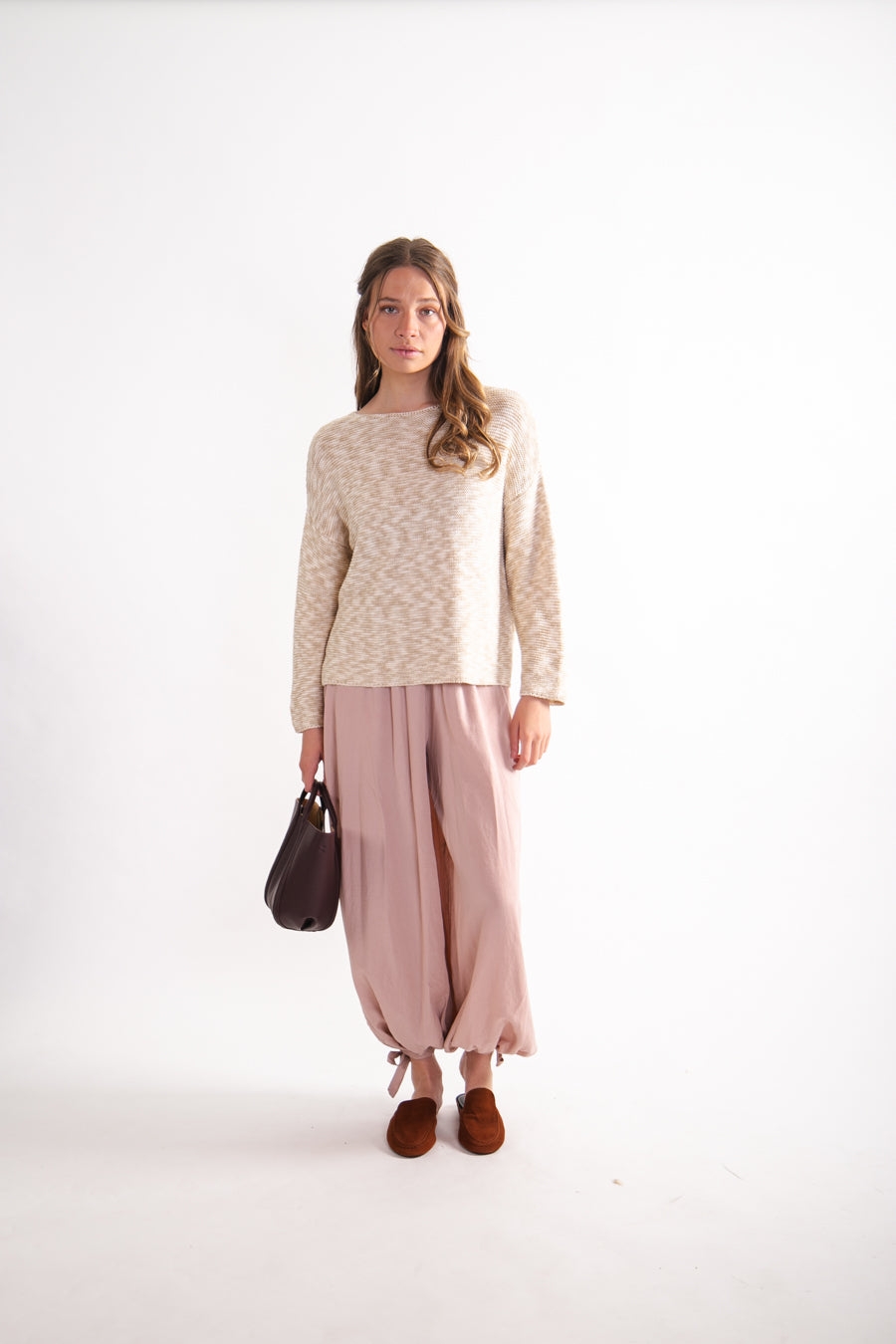 Sweater jaspeado Algodón y Lino Ivette Beige