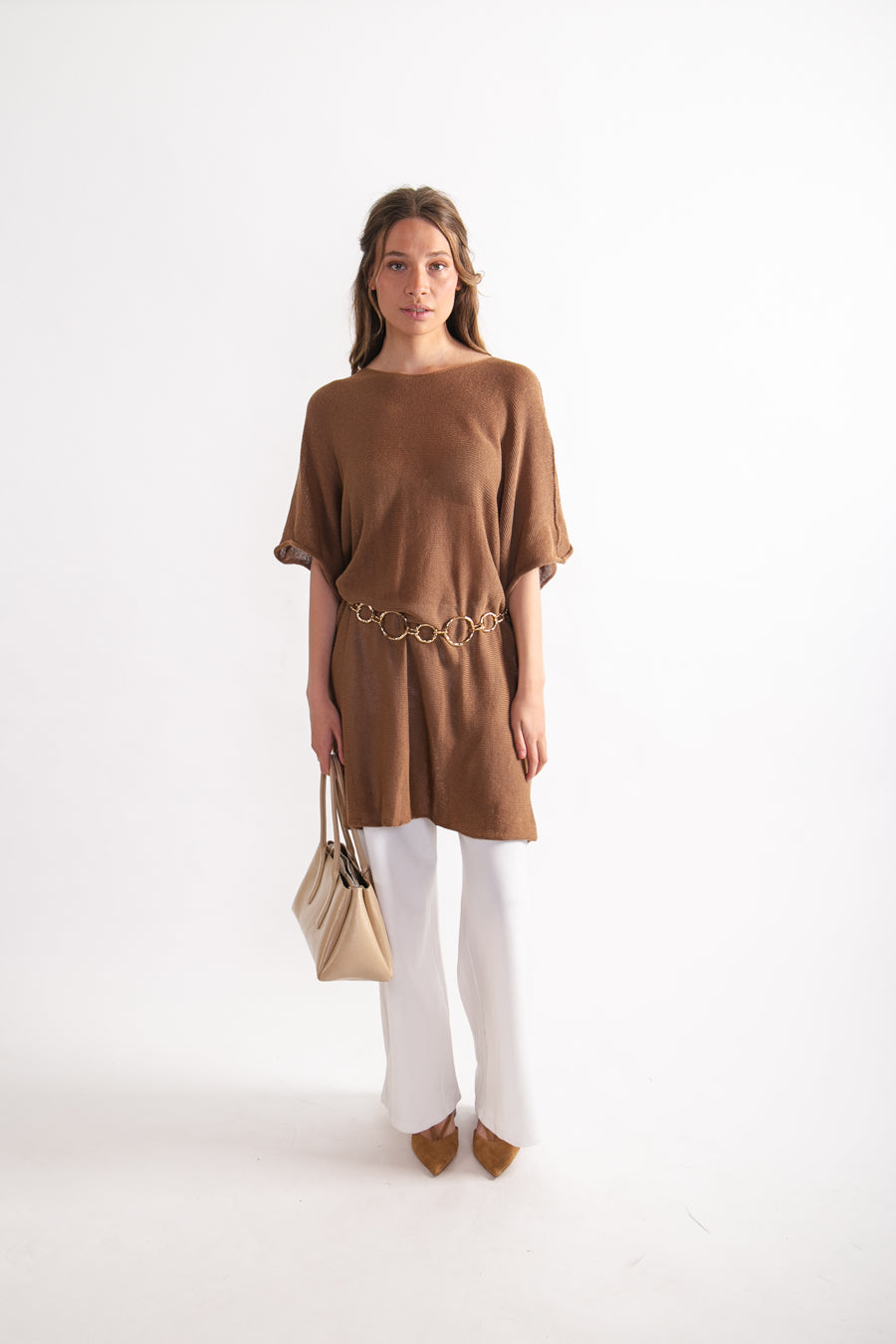 Vestido Lino y Algodón Benita Café Oscuro