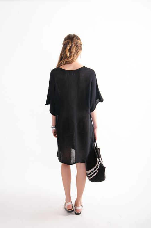 Vestido Lino y Algodón Benita Negro