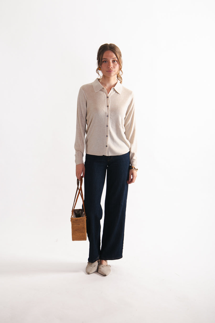 Chaleco Algodón y Lana Merino Sandra Beige