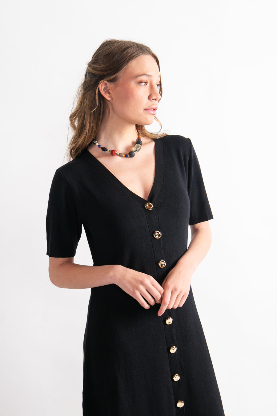Vestido largo Viscosa Marisa Negro